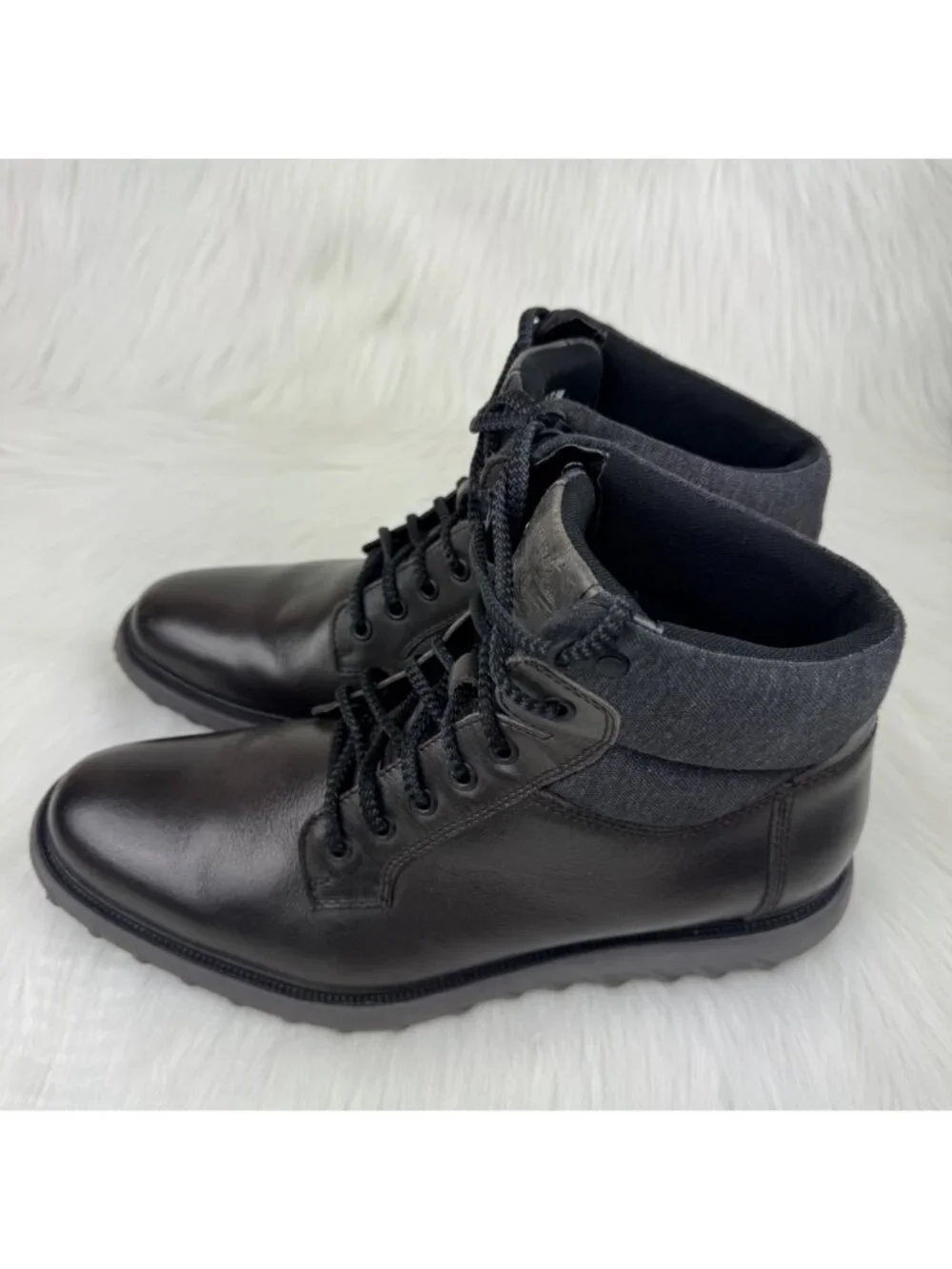 Dockers Lewis Leather Smart Series Boots Men’s 11.5M Lead Casual Comfort Brown
